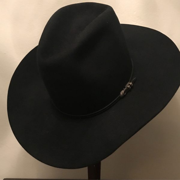 Tall Crown Black Beaver Felt Vintage Western