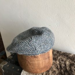 IRISH FLAT CAP BLUE HOUNDSTOOTH HANNA HATS COTTON INNER BAND