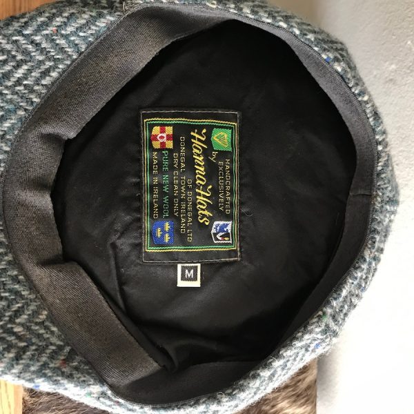 IRISH FLAT CAP BLUE HOUNDSTOOTH HANNA HATS COTTON INNER BAND - Image 2