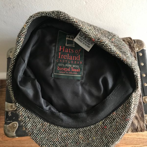IRELAND HATS FLAT CAP GREEN TWEED WOOL INNER LINER AND BAND - Image 2