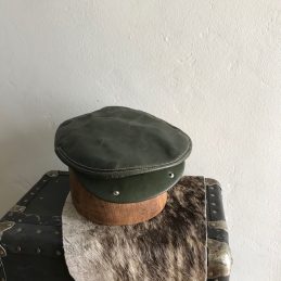 IVY FLAT CAP GENUINE LEATHER DARK GREEN TWIN SNAP BUTTON