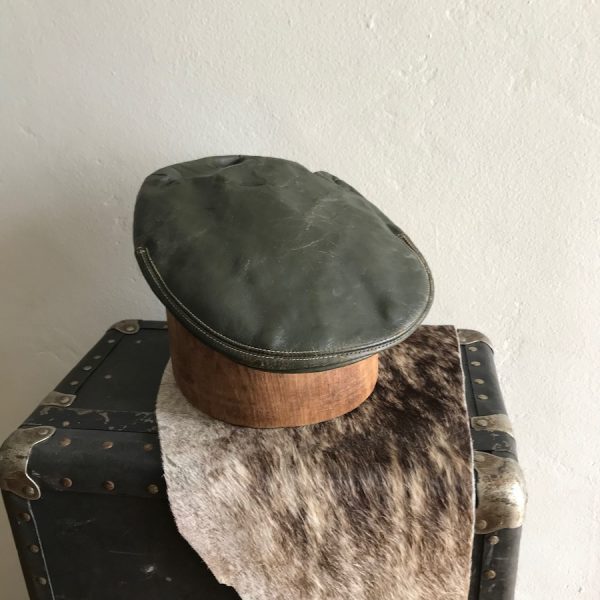 IVY FLAT CAP GENUINE LEATHER DARK GREEN TWIN SNAP BUTTON - Image 7
