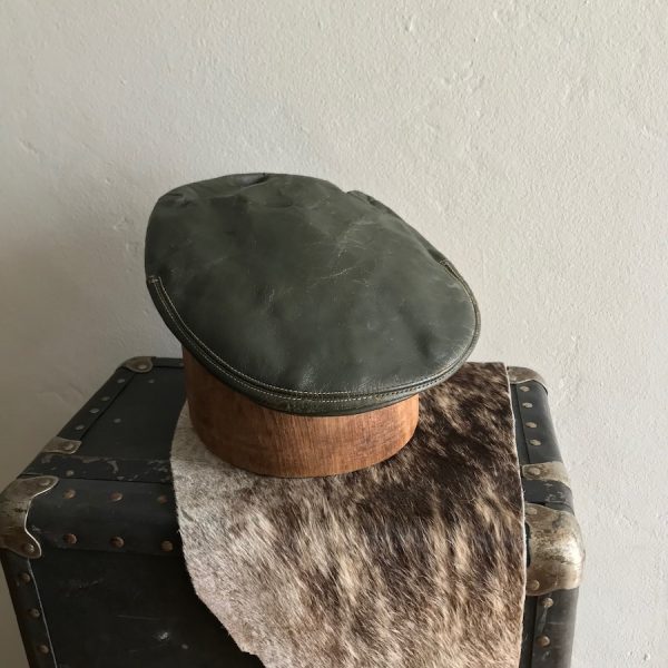 IVY FLAT CAP GENUINE LEATHER DARK GREEN TWIN SNAP BUTTON - Image 6