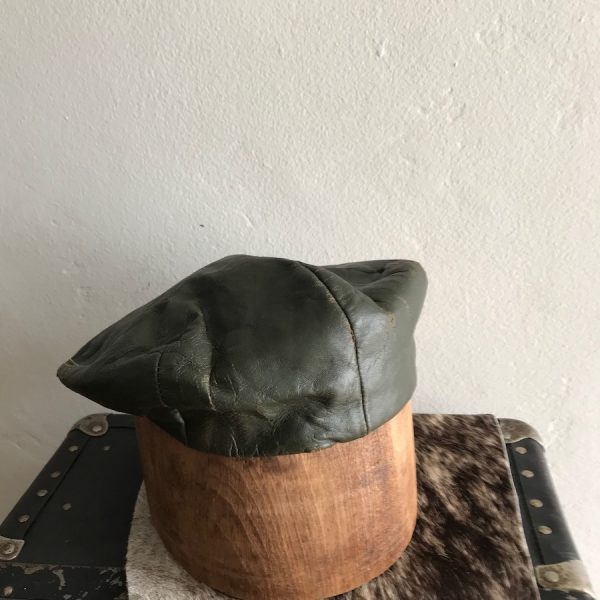 IVY FLAT CAP GENUINE LEATHER DARK GREEN TWIN SNAP BUTTON - Image 5