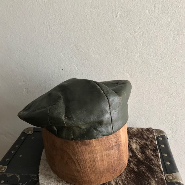 IVY FLAT CAP GENUINE LEATHER DARK GREEN TWIN SNAP BUTTON - Image 4