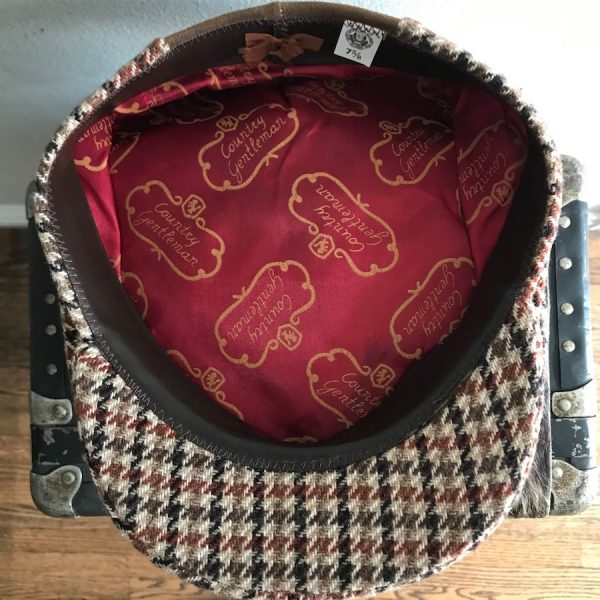 IVY FLAT CAP COUNTRY GENTELMAN BROWN SUEDE AND HOUNDSTOOTH MIX - Image 4