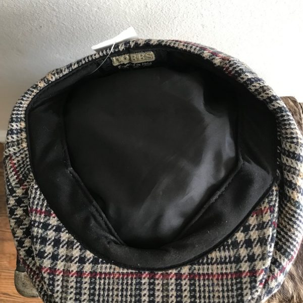 NEWSBOY 8PANNEL GREY CAP DOBBS WOOL PATCHWORK BUTTON TOP - Image 2