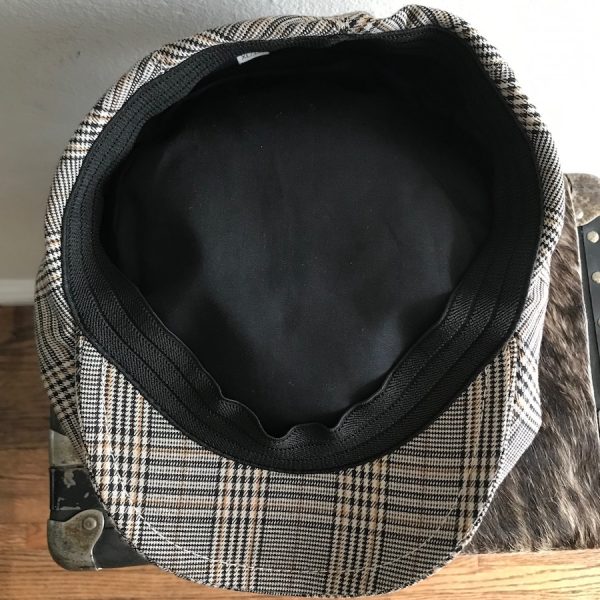 IVY FLAT CAP GRAY STRIPED LINNEN DARK INNER LINER STITCHED FRONT - Image 2