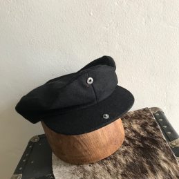 COUNTRY GENTELMAN IVY FLAT CAP BLACK WOOL TAN INNER LINER