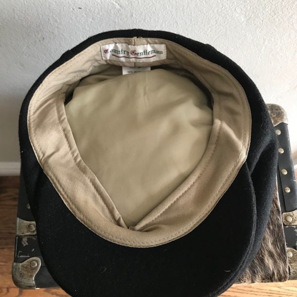 COUNTRY GENTELMAN IVY FLAT CAP BLACK WOOL TAN INNER LINER - Image 3