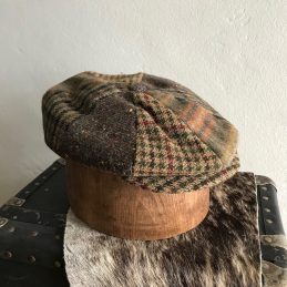 BRITAIN FLAT CAP GREEN BROWN PATCHWORK 714