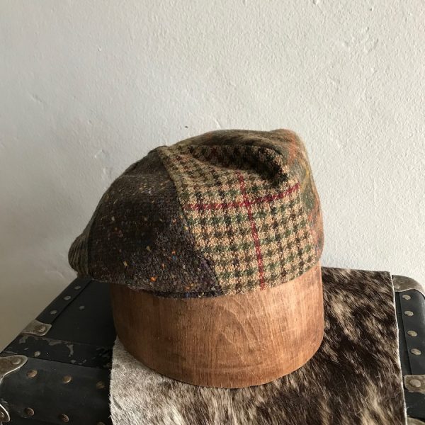 BRITAIN FLAT CAP GREEN BROWN PATCHWORK 714 - Image 3