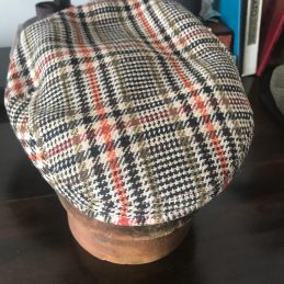 English Drier Cap Orange and Green Houndstooth