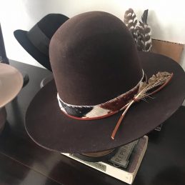 Vintage Cowhide Tall Crown Chocolate Fur Felt Wetern